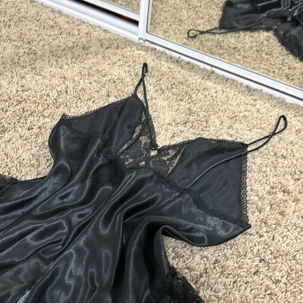 Vintage 90’s Black Satin & Lace Bodysuit Made in USA - Picture 8 of 9